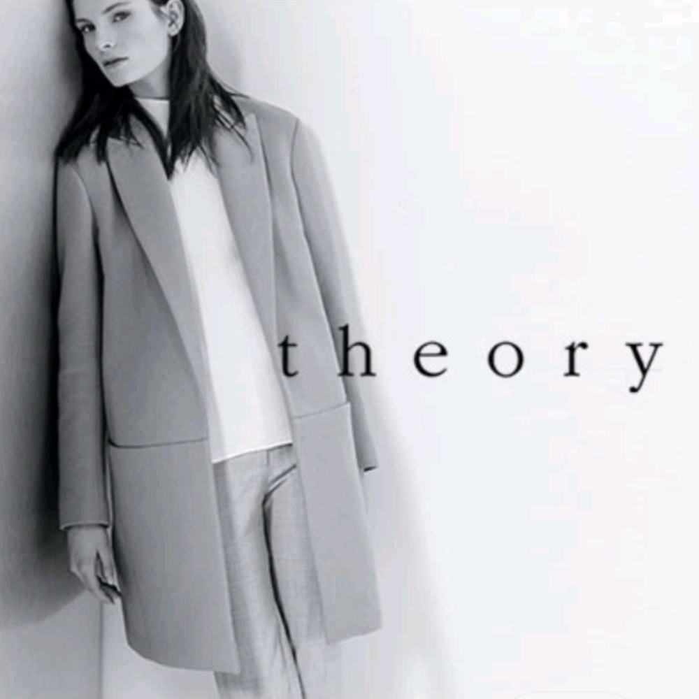 Theory Light Gray Women's Pea Coat with Notch Lapel